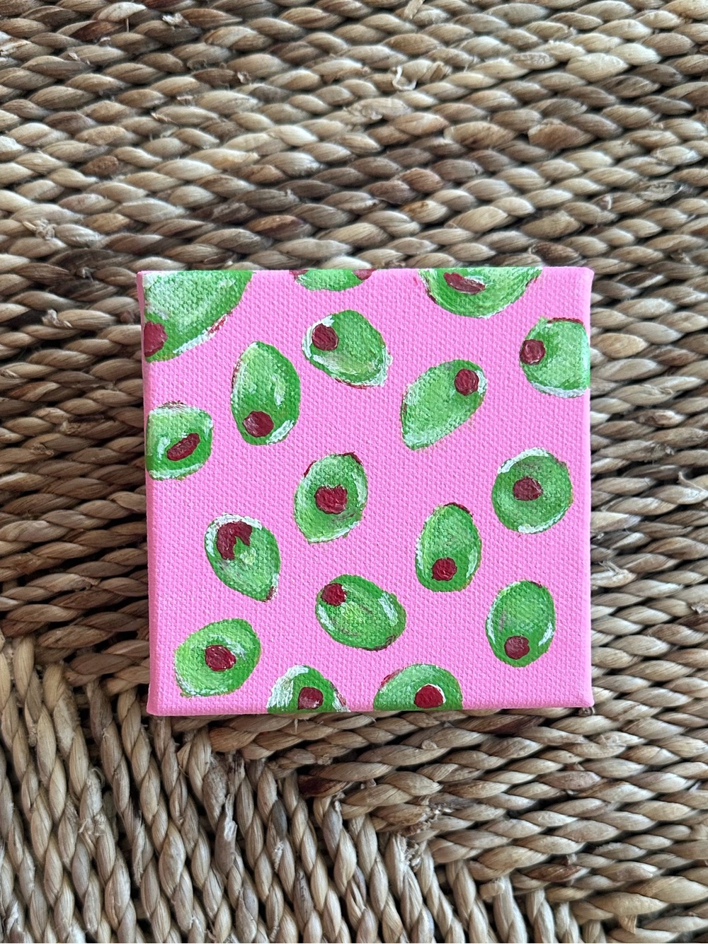 Mini olives Pop Art Canvas - Pink & Green